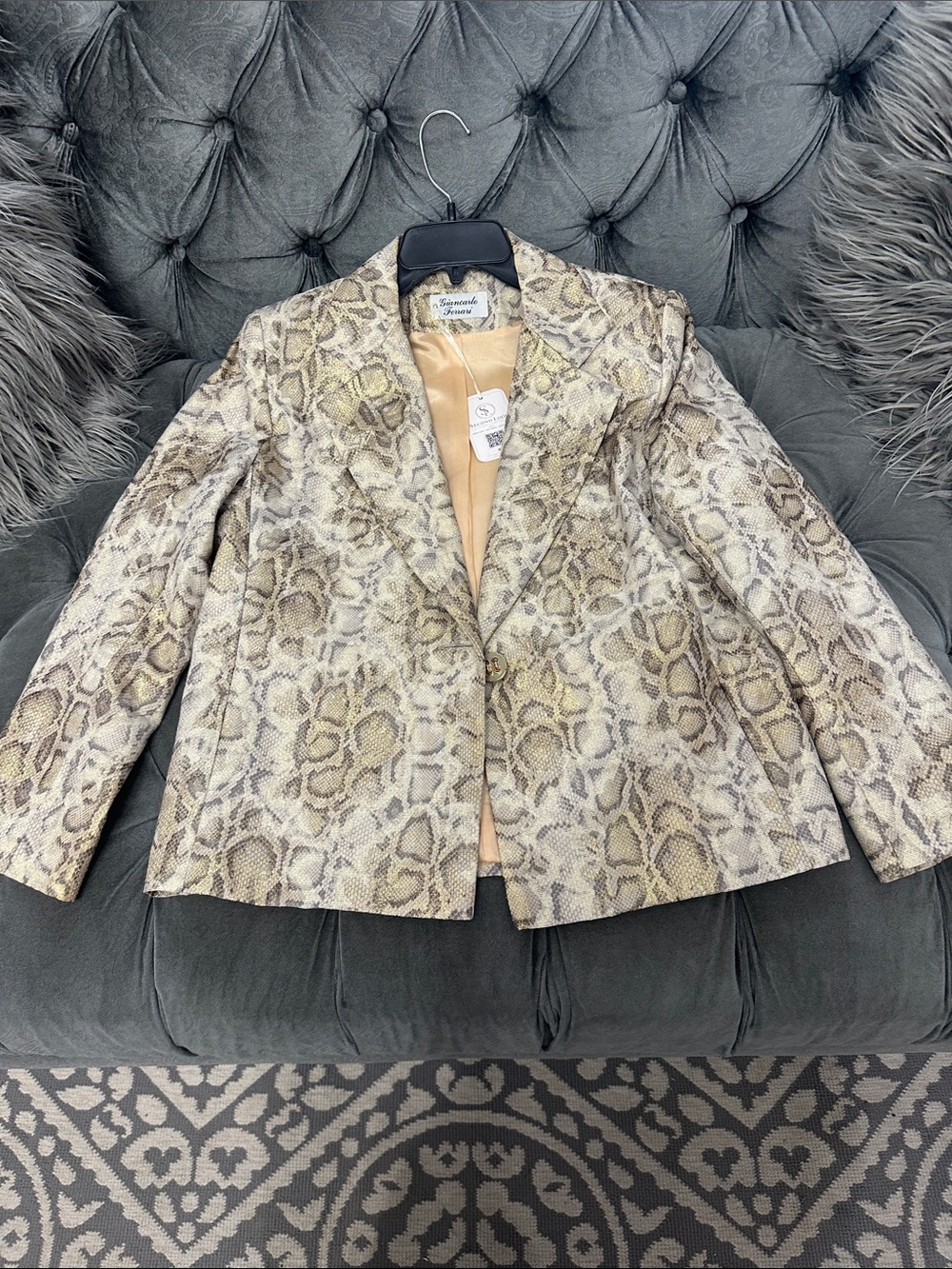 Windsor Snake-Print Blazer in Beige and Taupe